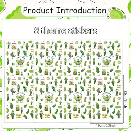 Pickle Temporary Tattoos Decorations - 200+ Funny Pickle Temporary Tattoos Stickers Pickle Themed Green Fruit Vegetable Birthday Party Decorations Supplies