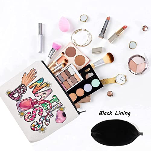 LEVLO Nail Boss Cosmetic Make Up Bag Nail Technician Gift Nail Artists Make Up Zipper Pouch Bag Nail Tech Merch (Nail Boss)
