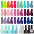 JR 35pcs 10ml Gel Nail Polish Same Color Same Bottle Deep Colors Blue Green Yellow Red Pink Gel Polish Set Base Top Matte Coat for Professional Nail Salon Art Manicure Gifts for Women B Set