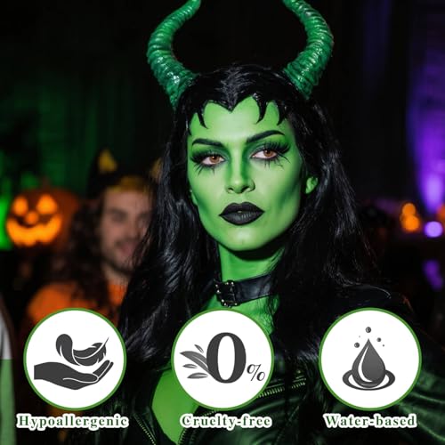Witch Green Face Paint Stick,Water-Based Dark Green Body Paint Stick,Washable Face Painting for Elphaba Monster Hulk Camo Hunting Cosplay,Professional SFX Makeup for Halloween Costume,1.06 OZ