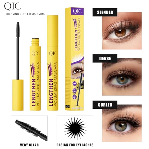 Volumizing & Lengthening Mascara - Waterproof, Smudge-Proof, Buildable Formula for Clump-Free Lashes - Adds Natural Volume & Length - Sweatproof, Long-Lasting, Curling - Easy to Apply (Brown)