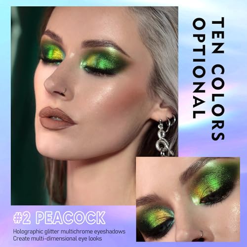 MAKI YIKA 5Pc Glitter Eyeshadow Liquid Multichrome Eyeshadows Long Lasting, Metallic Chameleon Eye Shadow Smudgeproof Holographic Eye Topper Glitters (#1+2+3+5+6)