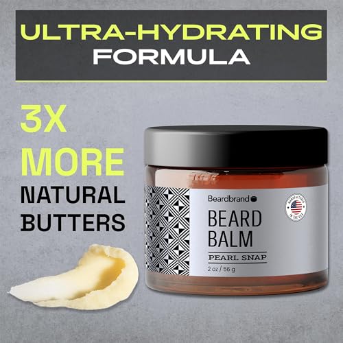 Beard Balm for Men - Travel Pack - Supports Thicker Beard, Pearl Snap Scent, Natural Ingredients Butter Reduces Dryness & Enhances Look - 2 oz
