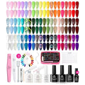 Beetles Gel Nail Polish Set 77 Pcs 60 Colors Cat Eye Gel Nail Kit Red Nude White Polish Nail Kit with Base Top Coat UV DIY Art Tool Home Gifts for Women World Travel