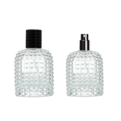 2 Pcs 100ml Glass Atomizer Perfume Spray Bottle, Clear Portable Empty Refillable Sprayer Fine Mist Sprayer Container for Essential Oil, Cosmetic (Black Cap)