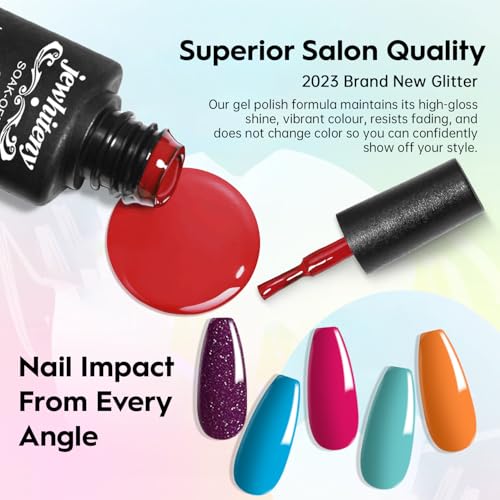 JEWHITENY 27 Color Gel Nail Polish Kit - 14 Colors Poly Gel Nail Kit with Base Coat and Top Coat Set