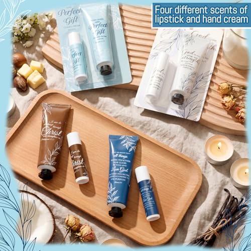 Leelosp Christian Religious Gifts for Women - God Says You Are - Mini Hand Cream and Lip Balm Birthday Gift for Women Sister Friend Daughter Mom Grandma Female Coworker(Bright Color,16 Packs)