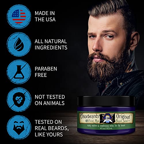 Bluebeards Original Beard Balm Leave-in Conditioner - 4 oz Fresh Mint Beard Saver Softener for Men with Aloe & Peppermint Oil Deeply Conditions & Moisturizes Mustache & Skin - Made in USA
