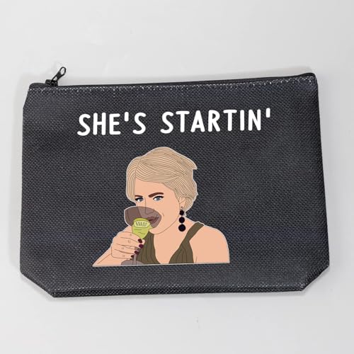 LEVLO Funny Housewives Gifts She's Startin' Makeup Bags Housewives Party Gifts (She's Startin-black)