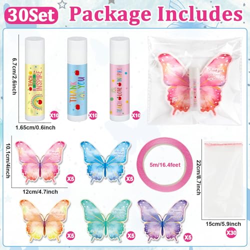 30 Pack Christmas Teacher Appreciation Gifts Bulk Thank You Moisturizing and Nourishing Lip Balm Gifts for Winter Xmas Women Man Employee Staff Appreciation Teacher Team Baby Shower Party Supplies