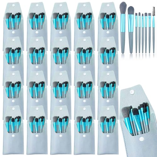 20 Sets Travel Makeup Brush Set Bulk Brushes Bag Mini Face Make up Brushes Brushes Bag for Makeup Party Favors Wedding Bridal Shower Favors Bridesmaid Gift Bachelorette Party Gift(Blue)