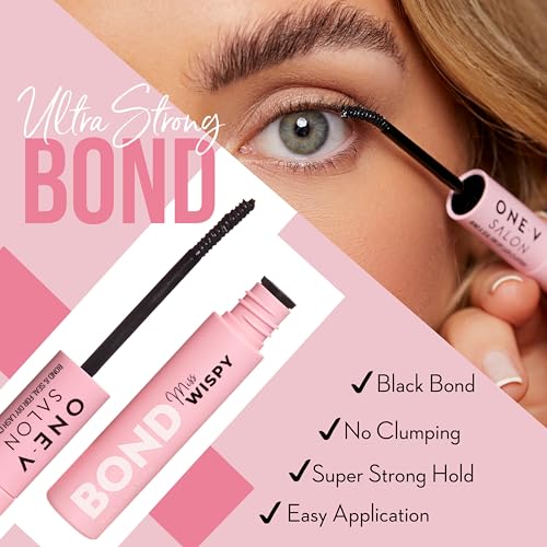 One V Salon Miss Wispy Lash Bond & Seal, 2-in-1 Super-Strong Bond & Seal Lash Glue Tube (0.13 Fl Oz + 0.13 Fl Oz) Waterproof & Non-Clumpy, Longer Retention of False Cluster Extensions, Hypoallergenic