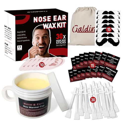 Galdino Nose Wax Kit Men & Women, Nose Hair Wax Kit With 30 Sticks, Ear Hair Removal, Nose Waxing Kit Easy, Quick and Painless