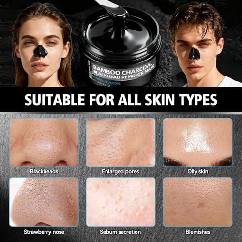 Blackhead Mask Peel off, Nose Blackhead Remover, Charcoal Peel Off Black Mask, Purifying Bamboo Charcoal and Deep Cleansing for All Skin Types, 4.23Oz (120g)