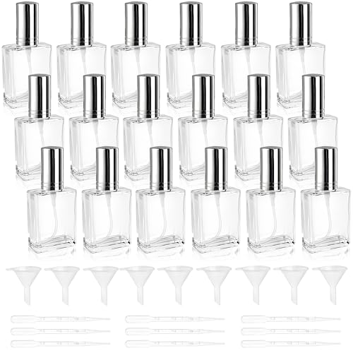 20 Pack Clear Glass Perfume Bottle, 15ml Fine Mist Atomizer Spray Bottles, Empty Small Refill Fragrance Bottles with Droppers and Funnels for Travel Cleaning Face Body Essential Oil, Liquid