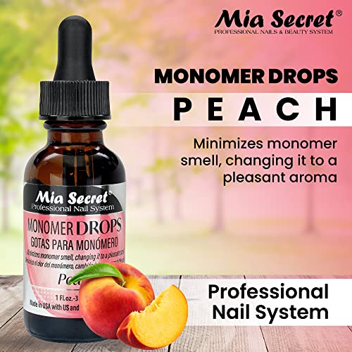Mia Secret 4oz Liquid Monomer + 1oz Peach Scented Monomer Drops