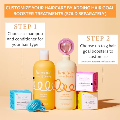Function of Beauty Coily Hair Shampoo & Conditioner Set - Sulfate-Free Shampoo & Conditioner Duo for Bouncy Coils - Anti-Frizz, Curl Defining & Deep Moisture - Dry & Dull Hair Care Products