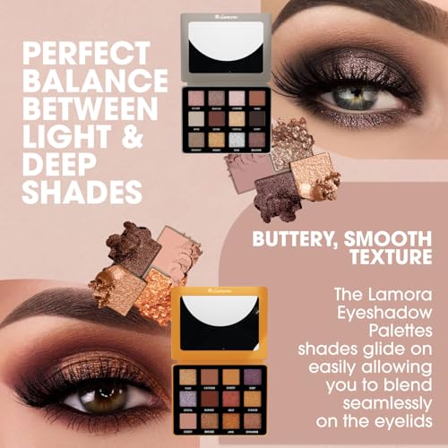 Lamora Nude Eyeshadow Palettes (Attraction + Bronze Gold)