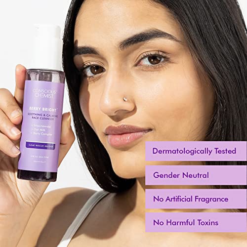 Conscious Chemist¢ç Niacinamide Face Wash | 100ml | Pore Refining Brightening Cleanser for Women & Men with BlueBerry & AcaiBerry Extracts, Bright Clear Skin, Cruelty Free, All Skin Type - Berry Bright