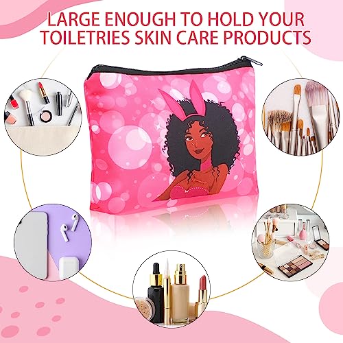 Sweetude 30 Pcs Black Women Cosmetic Bags African American Makeup Bag Reusable Canvas Toiletry Bag Zipper Pouches for Purse Afro Travel Organizer Toiletries Accessories Inspirational Gift
