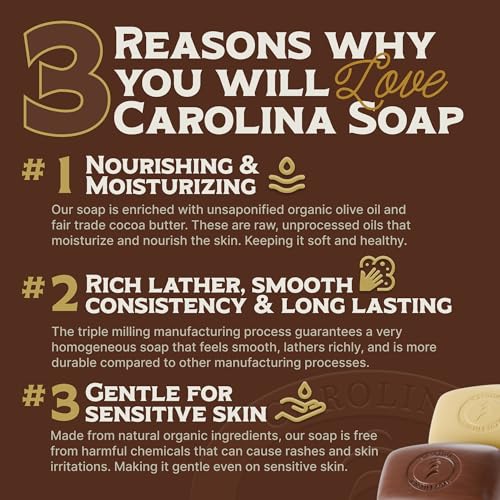 Carolina Castile Soap Vegan Castile Bar Soap ? Variety Pack of Natural Soap for Men, Women, and Kids ? Gentle, Hydrating Castile Bars with Organic Cocoa Butter and Olive Oil, 5 Oz. Each