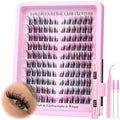 Lash Clusters Kit Cat Eye Wispy Eyelash Extension Kit Manga LC Individual Lashes Natural Fox Eye Eyelash Clusters Lash Extension with Lash Bond and Seal Lash Applicator,2Lash Brush (120Pcs,9-15MM)