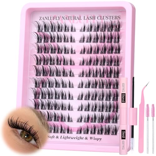 Lash Clusters Kit Cat Eye Wispy Eyelash Extension Kit Manga LC Individual Lashes Natural Fox Eye Eyelash Clusters Lash Extension with Lash Bond and Seal Lash Applicator,2Lash Brush (120Pcs,9-15MM)