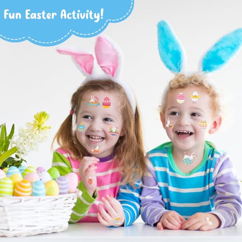 80 PCS (10 Sheets) Luminous Easter Temporary Tattoos for Kids, Basket Stuffers Bulk, Glow Easter Decorations Party Favors Supplies Essentials, Easter Games for Toddlers Boys Girls