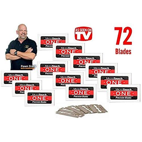 72 Premium MicroTouch ONE Nostalgic Precision Double Edge Razor Blades - Platinum Stainless Blades Work with Any Safety Razor