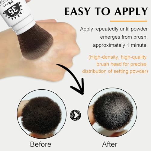 Mineral Powder Sunscreen SPF 35 Setting Powder for Face & Scalp Broad Spectrum Mineral Brush Powder Lightweight Breathable Oil Control Matte Finish for All Skin Tones(Translucent)