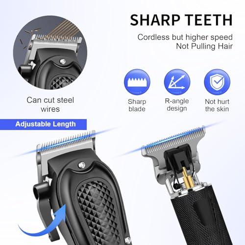 HIENA PRO Professional Hair Clippers Set for Men,Cordless Rechargeable Clippers Set and Trimmers Kit, Haircut Clipper Set for Barbers with LED Display, Gifts for Men