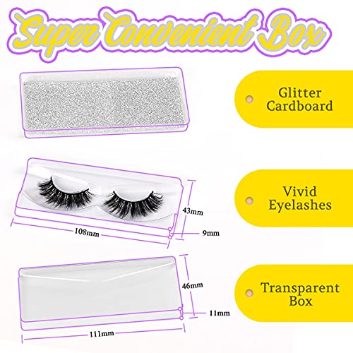 Wholesale Lashes, 3D Faux Mink Eyelash Bulk, 18mm Handmade Reusable Eye Lash, 5 Styles Dramatic Fluffy False Lash with Glitter Portable Packing (Fluffy 5 styles-10 pairs)