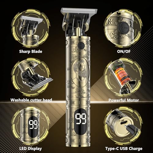 Solati Hair Clippers for Men Cordless Professional Beard Trimmers with LCD Display Electric Grooming Rechargeable Shaver Zero Gapped T/Blade Cutting Kit Gift for Women Men Children