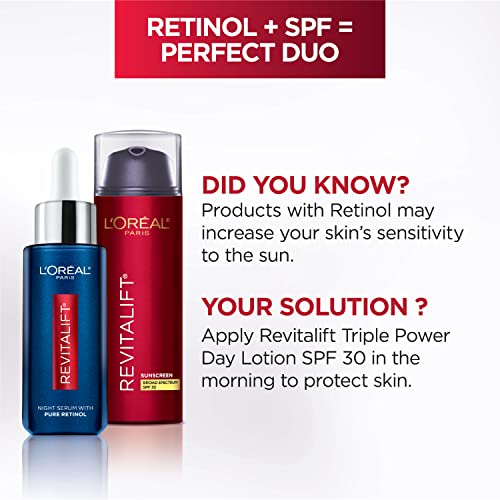L'Oreal Paris Revitalift Triple Power Anti-Aging Broad Spectrum SPF 30 Sunscreen,Pro Retinol,Hyaluronic Acid & Vitamin C Lotion,Reduces Wrinkles 1.7 Oz,(Pack of 2)