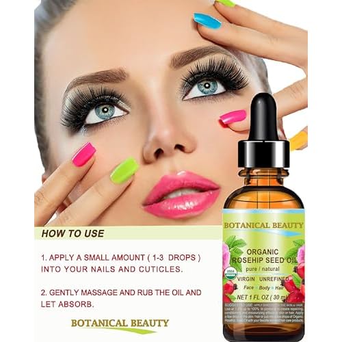 Botanical Beauty Organic ROSEHIP SEED OIL 100% Pure Natural Virgin Unrefined Cold-pressed Carrier Oil 1 Fl Oz 30 ml For Face, Skin, Body, Hair, Lip, Nails, Rich in vitamin C, Vitamin E, Anti-Aging