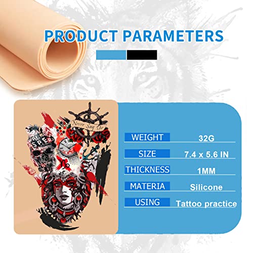 CINRA 20Pcs Tattoo Practice Skin with 20Pcs Transfer Paper, Tattoo Fake Skin and Tattoo Stencil Paper Kit Including Double Sided Skin and Tattoo Tracing Paper for Tattoo Practice Tattoo Kit Supplies