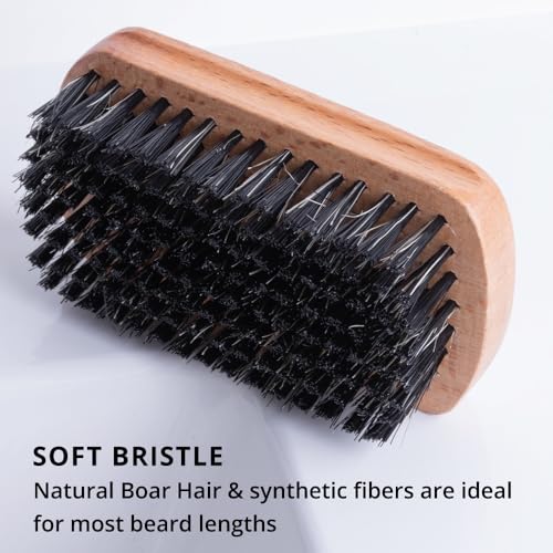 Beard Brush Pack with Mix Bristles by Royal Shave, Soft Bristle Beard Brush for Men (2 PACK)