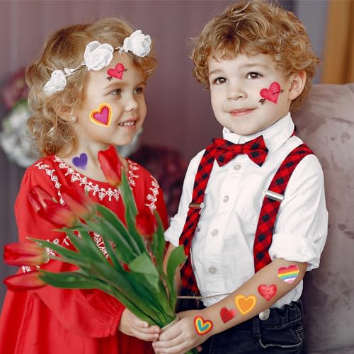 winthrop 240 Pcs Bulk Valentine Heart Temporary Tattoos for Kids, Individually Wrapped Colorful Safety Waterproof Tattoos, Best Choice for Valentines Gadget Bag Stuffers, 60 Different Designs Heart