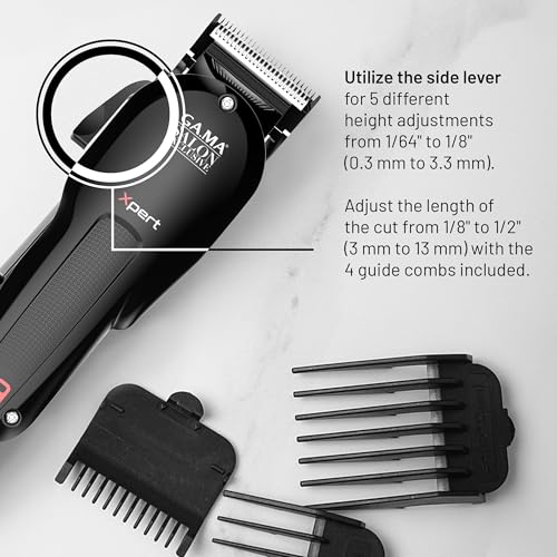 GA.MA Magnetic Clipper Pro 9 Xpert, High-Performance Motor, DLC F-Wedge Blade, Adjustable Taper Lever, 4 Combs