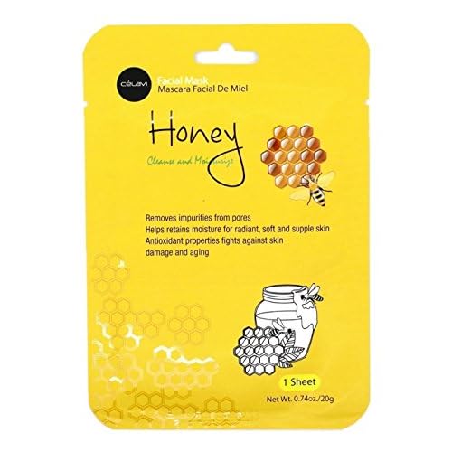 Celavi Essence Facial Mask Paper Sheet Korea Skin Care Moisturizing 12 Pack (Honey)