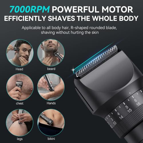 Beard Trimmer for Men - Professional 42 Adjustable Length Settings Hair Clippers, Christmas Gift Body Hair Trimmer for Men Precision Shaving Facial Head Nose Trimmers LED Display Mustache Trimmers