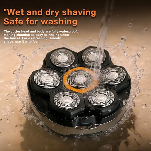 Head Shavers for Bald Men ? Yinicare 7D Rotary Head Shaver, Wet & Dry Waterproof, LED Display, USB-C Fast Charging, Includes 1 Original Replacement Head