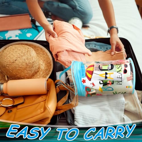2 Pcs Clear Beach Lotion Bag Toiletry Pouch Beach Ocean Gifts Travel Makeup Cylinder Waterproof Portable Cosmetic Bag for Women Girl Sunscreen Hawaiian Party Favor with Handle Zipper