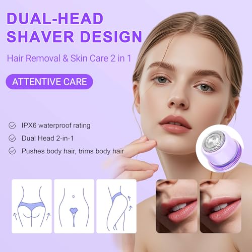2025 Bikini Trimmer for Women, Cordless& Painless& Waterproof Dual Head Shaver for Women Private Area& Face& Body, 2-in-1 Electric Razors, Bikini Shaver, Hair Trimmer with LCD
