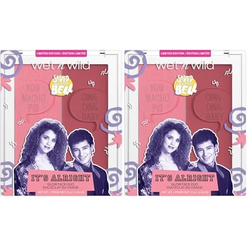 Wet n Wild Saved By The Bell Highlighter + Illuminator Glow Face Duo, Highlighter Makeup Powder, Illumniator Makeup Powder, Cruelty-Free Makeup, It's Alright (1114534) (Pack of 2)