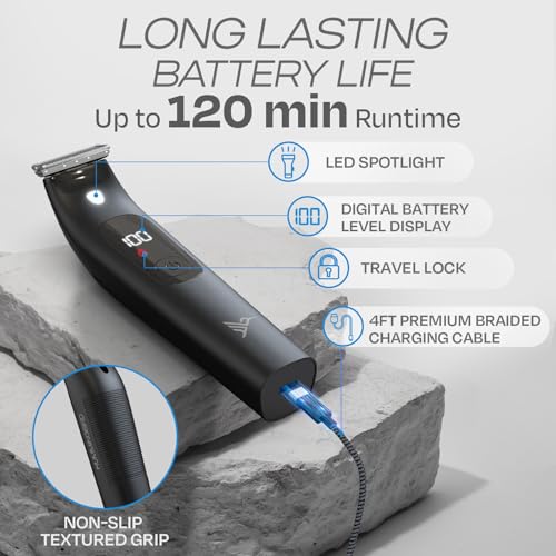 HUMMINGBIRD MK4 Electric Trimmer for Men ? Precision Face & Body Hair Trimmer Kit, Waterproof Shaver for Hard to Reach Areas, USB-C Rechargeable, LED Display & Storage Base