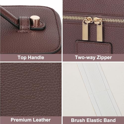 Makeup Bag Vanity Case for Women Leather Cosmetic Bag Travel Toiletry Bags Portable Makeup Organizer Case
