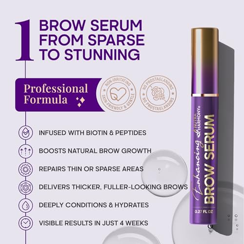 Eyebrow Growth Serum ? Peptide Brow Serum for Fuller, Thicker Looking Brows ? Biotin & Hyaluronic Acid Conditioning Formula for Sparse, Thin & Patchy Brows, Lightweight Advanced Brow Care, 0.27 fl oz