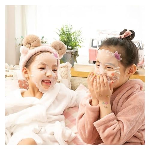 Puttisu Real Fruit Facial Mask Sheet for Kids, Children - Made with 100% Cotton, Moisturize, Sooths and Hydrates Skin (Strawberry- Pack of 7)