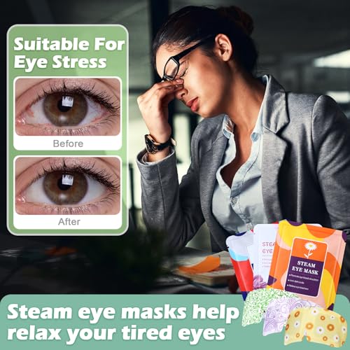 144 Packs Steam Eye Mask Disposable Self Heating Eye Mask for Dry Eyes Spa Warm Sleep for Home Office Travel Eyestrain Relieve
